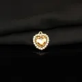 Ciondolo a cuore in lega dorata con strass di cristallo e gemma centrale per collane fai da te. - Champagne