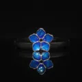 Accessorio per gioielli in lega di fiori a cinque petali smaltati blu fai da te. - Taglia S / Argento