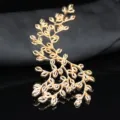 Détail d'accessoire de cheveux en alliage de feuilles d'or, idéal pour diadèmes de mariée. - Côté Gauche (A0054-1) / Or