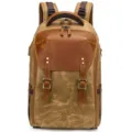 Vintage waterproof canvas leather camera backpack for photography dual shoulder rucksack - K805 Earthy Yellow