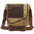 Vintage canvas messenger bag for men, waterproof waxed shoulder crossbody bag with leather trim. - Earthy Yellow