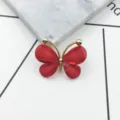 Red crystal butterfly alloy DIY accessory for phone case and hair clips decoration crafts - Red