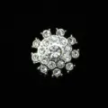 Primo piano dettagliato di un bottone in metallo scintillante, design floreale per cappotti. - 2.2cm / Argento