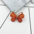 Crystal butterfly alloy charm for DIY phone case jewelry accessories orange color sparkling - Orange