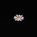 Gold-tone alloy white enamel daisy flower charm detail shot for DIY crafts phone case decor - Pink