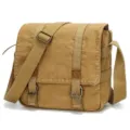 Men canvas messenger bag retro casual shoulder bag high-end crossbody bag for daily use - 10" / Khaki