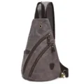 Men's retro canvas sling bag casual cross body chest backpack for daily travel outdoor sports - 10123 Grey