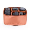 Padded camera insert bag with adjustable dividers for dslr lenses and photography gear. - Horizontal / Horizontal Brown