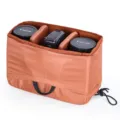 Thick velvet DSLR camera insert bag with adjustable dividers and secure drawstring closure for gear. - Vertical / Vertical Brown
