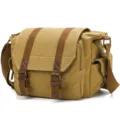 Vintage canvas DSLR camera bag, outdoor leisure shoulder crossbody photography bag for gear. - Khaki