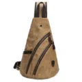 Vintage men's canvas sling bag single shoulder crossbody casual chest pack for daily use - 10123 Khaki