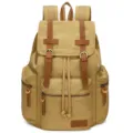 Vintage canvas backpack for men and women, large capacity casual laptop school book bag. - Khaki