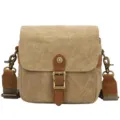 Vintage canvas camera bag retro single shoulder messenger bag for DSLR mirrorless photography. - Khaki
