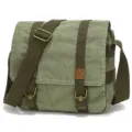Men Canvas Messenger Bag Casual Crossbody Shoulder Bag Green Army Style Daily Travel - 10" / Light Green