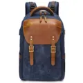 Vintage waterproof canvas camera backpack, outdoor digital photography rucksack for men daily. - Blue