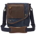 Men Vintage Canvas Messenger Bag Casual Waterproof Shoulder Crossbody Bag Retro Satchel - Blue