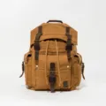 Vintage men canvas backpack casual brown travel school bag large capacity outdoor daypack - Earthy Yellow
