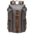 Men large capacity canvas backpack outdoor waterproof travel multi pocket casual school bag - 6156 Grey
