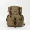 Vintage men canvas backpack retro casual rucksack large capacity outdoor travel school bag - Army Green