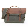 Retro waterproof waxed canvas shoulder bag casual DSLR camera messenger bag outdoor - Army Green