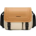 Professional DSLR camera messenger bag with adjustable strap and dual buckle pockets. - Orange
