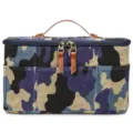 Waterproof camo camera insert bag dslr photography storage handbag with leather handle pockets - Blue Camo