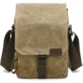 Men's vintage canvas shoulder bag durable camera messenger bag for daily use and travel outdoor - Khaki