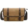 Canvas camera shoulder bag vintage messenger bag for men outdoor photography equipment - Earthy Yellow
