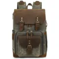 Vintage waterproof canvas DSLR camera backpack, large capacity travel rucksack for photography. - Army Green