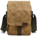 Vintage canvas men shoulder camera bag, durable khaki digital crossbody bag for travel. - Earthy Yellow