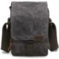 Dark grey canvas messenger bag, wear-resistant men single shoulder digital camera bag variant - Dark Gray