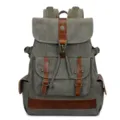 Zaino casual in tela da uomo vintage, borsa scolastica resistente per viaggi all'aperto - Verde militare