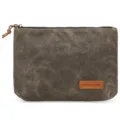 Vintage waxed canvas men clutch bag retro dark grey zipper utility pouch for travel - No Handle / 716 Army Green
