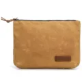 Vintage waxed canvas clutch bag for men, lightweight zipper pouch and document organizer. - No Handle / 716 Ochre