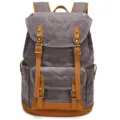 Vintage canvas leather backpack for men and women, waterproof casual travel daypack rucksack. - B15 Grey
