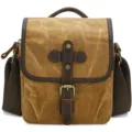 Vintage waxed canvas DSLR camera bag shoulder messenger bag for photography lovers brown - Earthy Yellow