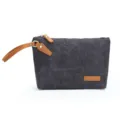 Canvas Clutch Bag Dark Gray Zipper Pouch with Wrist Strap Portable Daily Storage Pouch - Dark Gray