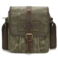 Men's Vintage Canvas Crossbody Bag Army Green Casual Messenger Shoulder Bag Multi-Pocket - Army Green