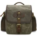 Vintage canvas camera bag waterproof DSLR shoulder messenger bag in dark green color. - Army Green