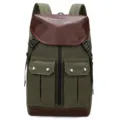 Vintage canvas leather backpack for men, large capacity casual travel rucksack bag. - Army Green