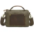 Men's vintage wax canvas crossbody bag, casual small handbag with leather and metal hardware. - Army Green
