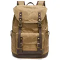 Vintage oil waxed canvas backpack for men women large capacity travel hiking rucksack - B15 Khaki