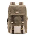 Vintage waterproof canvas camera backpack casual vintage double shoulder bag for men women. - Khaki