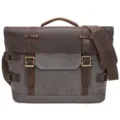 Vintage canvas messenger bag for men, casual retro shoulder laptop bag with leather trim. - Light Gray