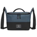 PU leather single shoulder crossbody camera bag, dual color digital photography storage bag. - Blue