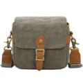 Vintage Canvas DSLR Camera Bag Retro Messenger Shoulder Case with Leather Accents - Army Green