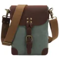 Men's canvas crossbody bag retro messenger shoulder bag casual vintage outdoor daily use - 8 Inch / K18 Emerald Green