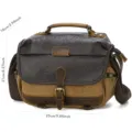 Vintage canvas camera bag retro crossbody photography shoulder bag for men outdoor travel - Khaki