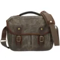 Waterproof waxed canvas DSLR camera shoulder bag vintage messenger photography gear bag - LR Army Green