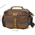 Retro canvas DSLR camera bag shoulder messenger bag for photography and outdoor travel storage. - Gray